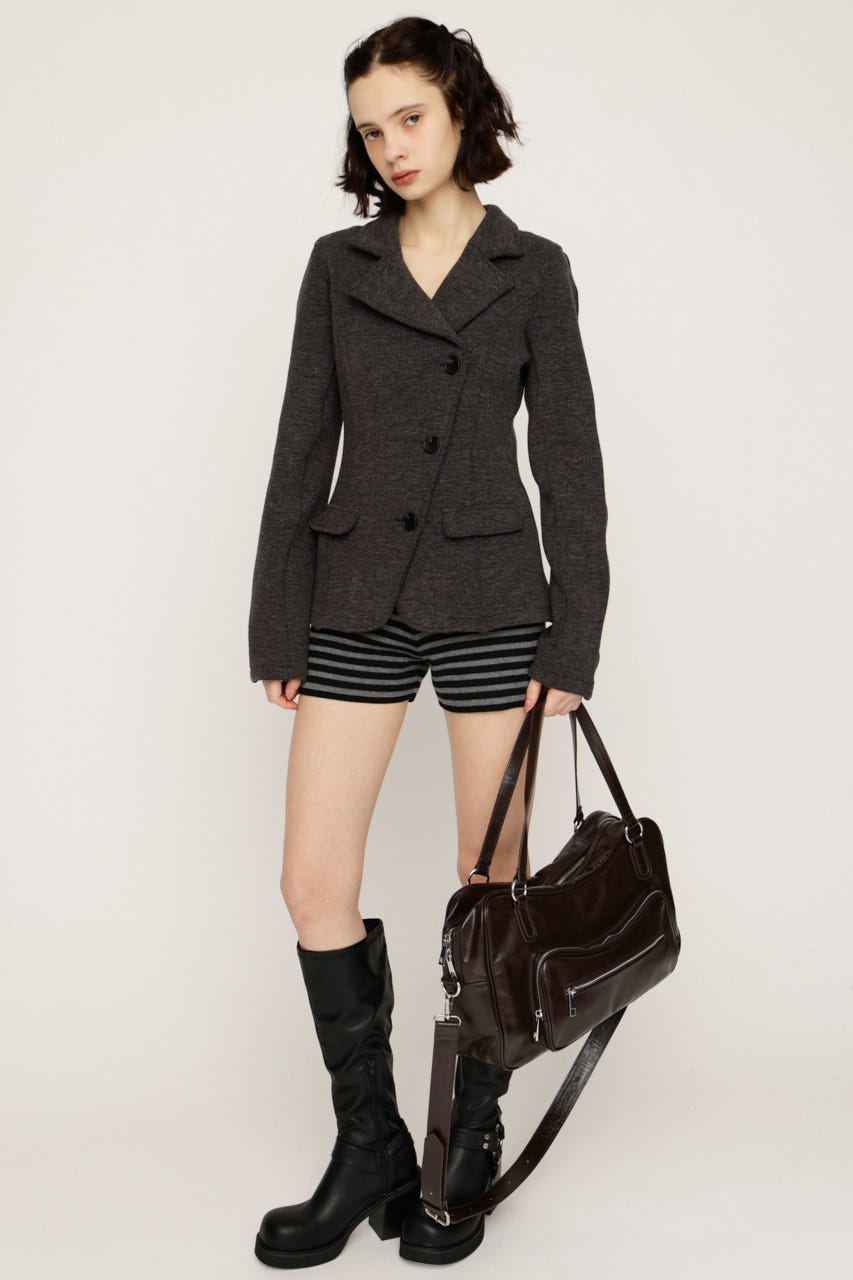 【1BUY5％OFF CAMPAIGN】KNITTING MANNISH TAILORED ジャケット T.GRY FREE