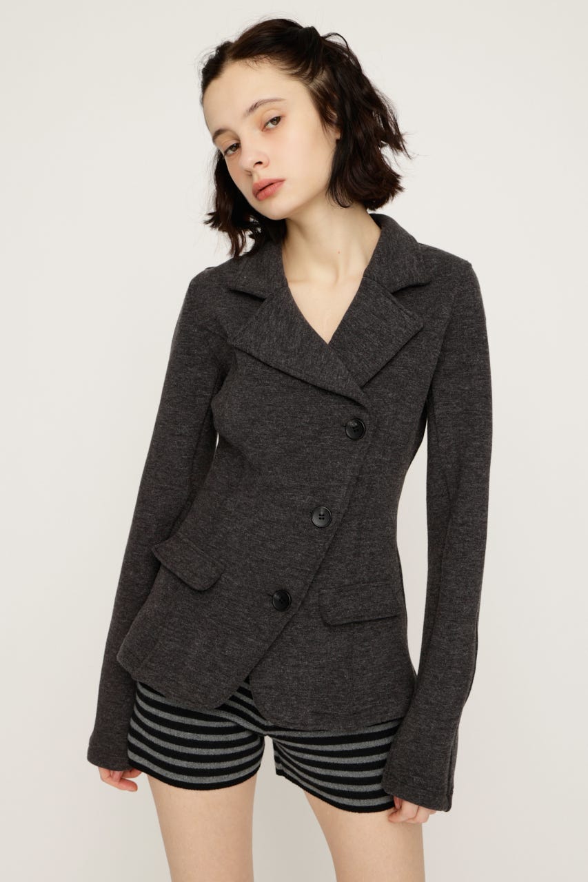 【1BUY5％OFF CAMPAIGN】KNITTING MANNISH TAILORED ジャケット T.GRY FREE