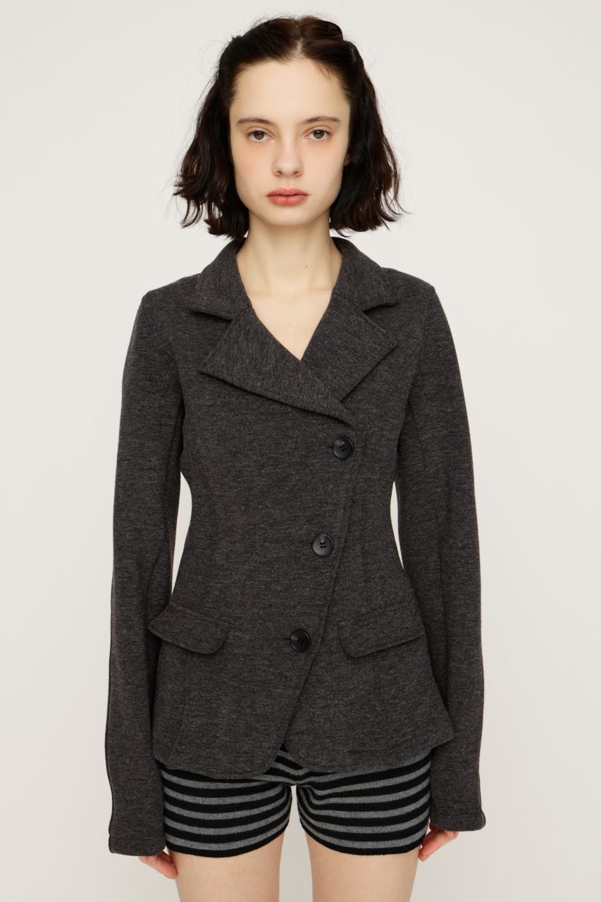 【1BUY5％OFF CAMPAIGN】KNITTING MANNISH TAILORED ジャケット T.GRY FREE