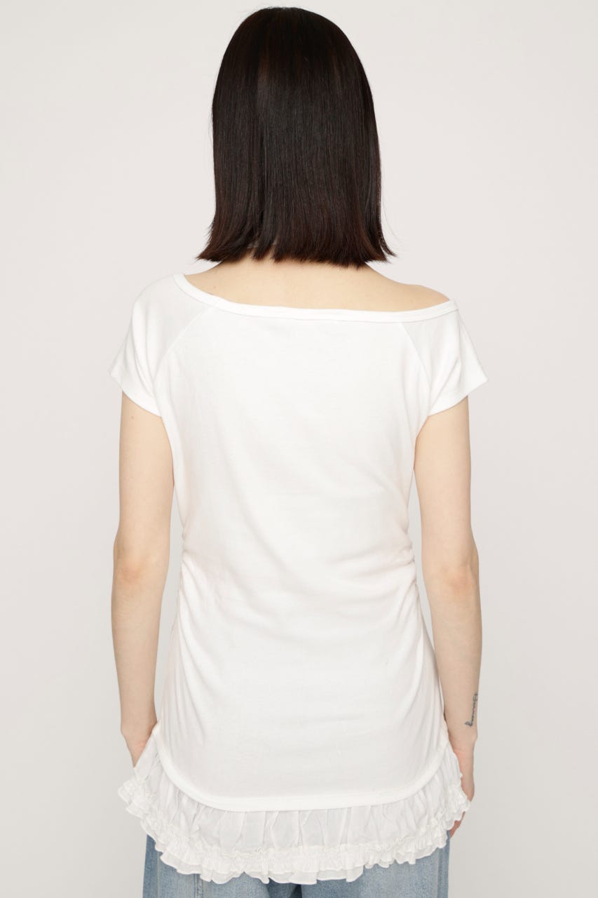 TIE FRILL GATHER トップス WHT FREE