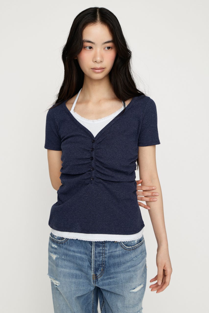 LAYERED LIKE CUT S／S トップス NVY FREE