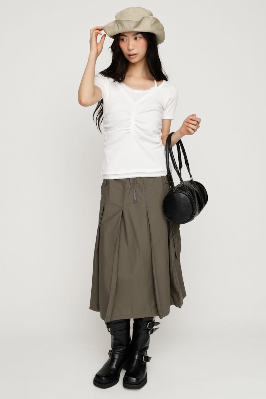 LAYERED LIKE CUT S／S トップス O/WHT FREE