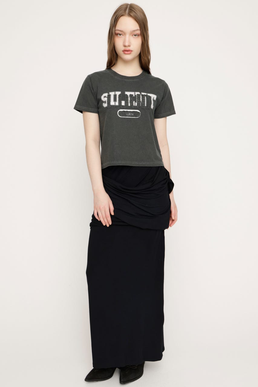 DRAPE CUT ロングスカート BLK FREE