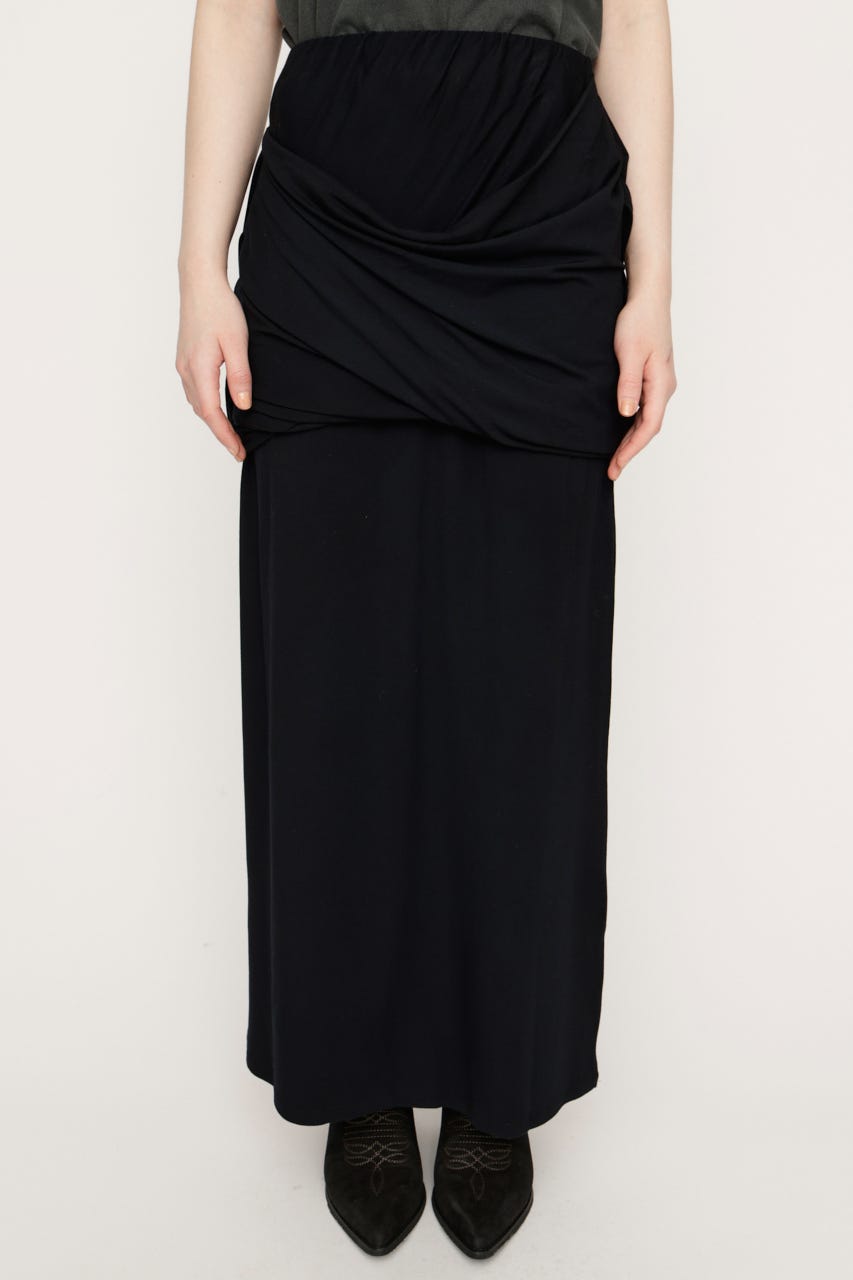 DRAPE CUT ロングスカート BLK FREE