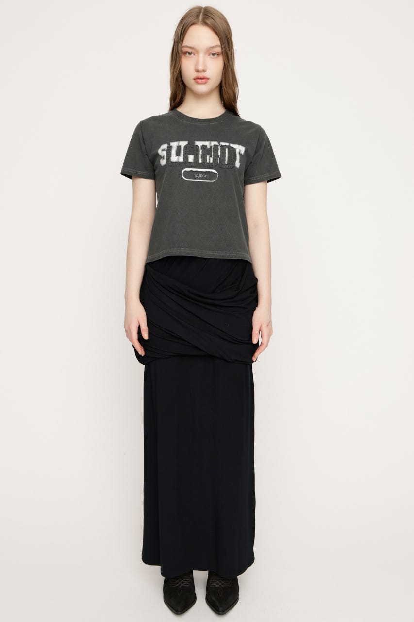 DRAPE CUT ロングスカート BLK FREE