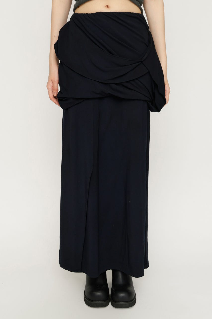 DRAPE CUT ロングスカート BLK FREE
