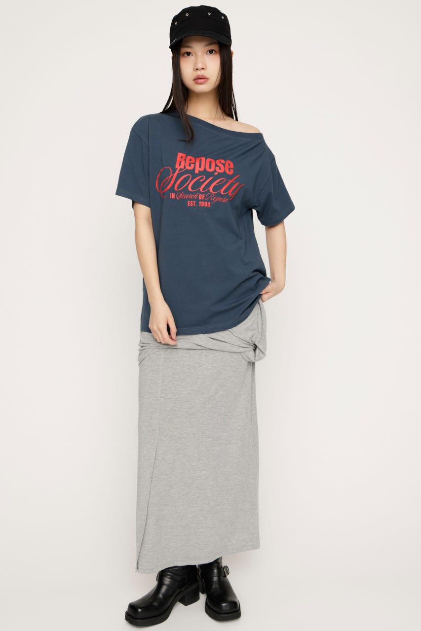 DRAPE CUT ロングスカート T.GRY FREE