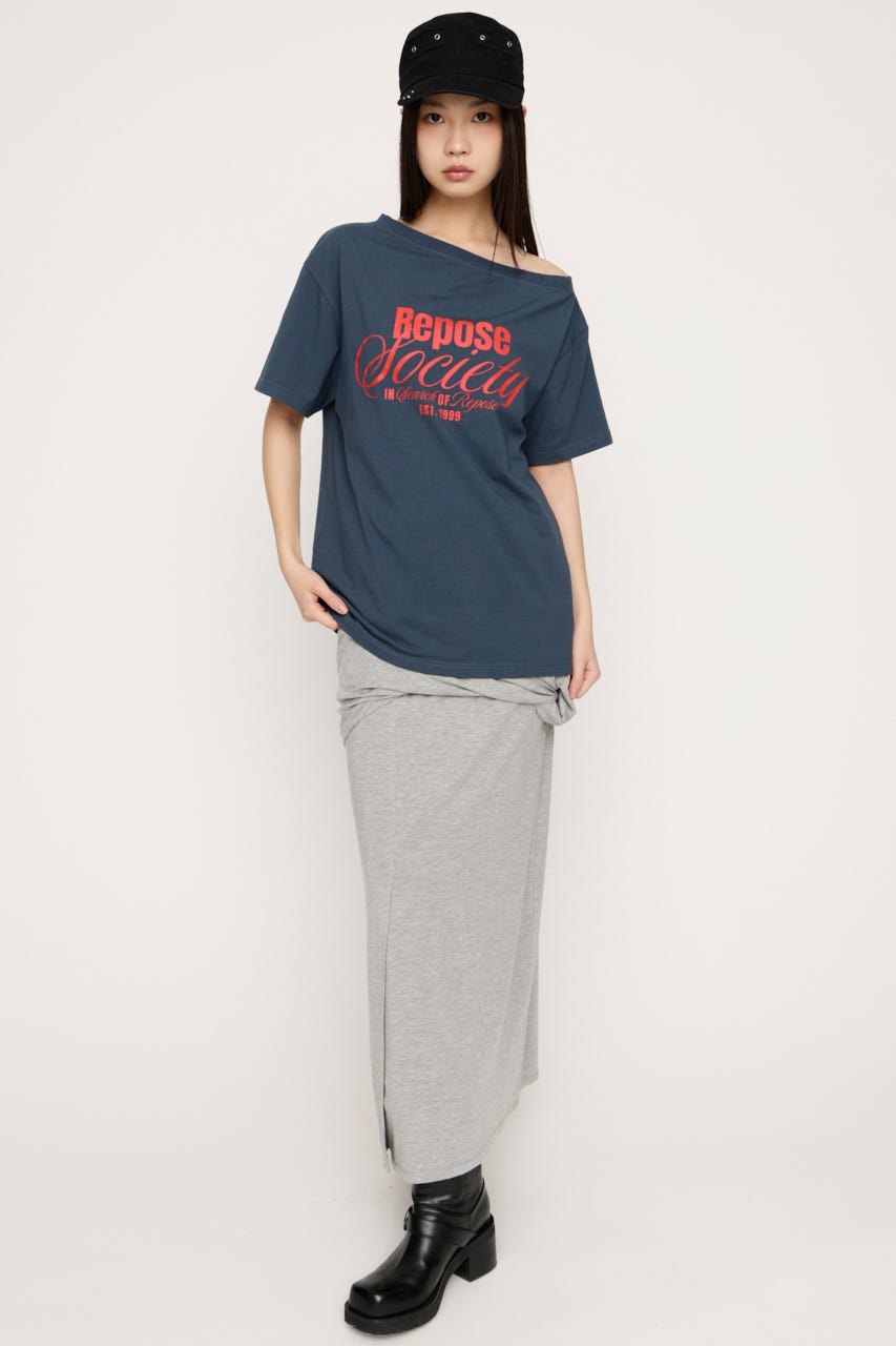 DRAPE CUT ロングスカート T.GRY FREE