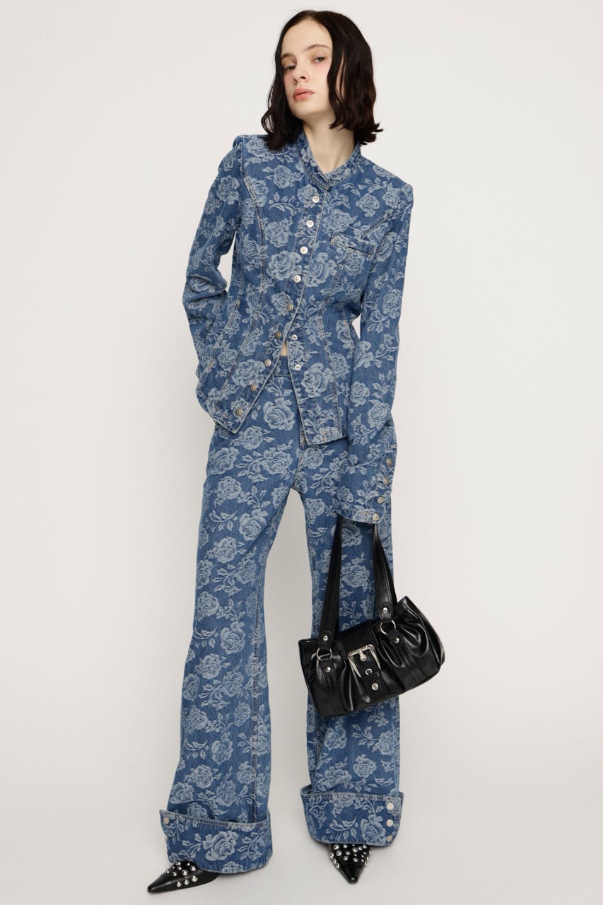 NAPOLEON STUDDED ROSE DENIM ジャケット M/BLU FREE