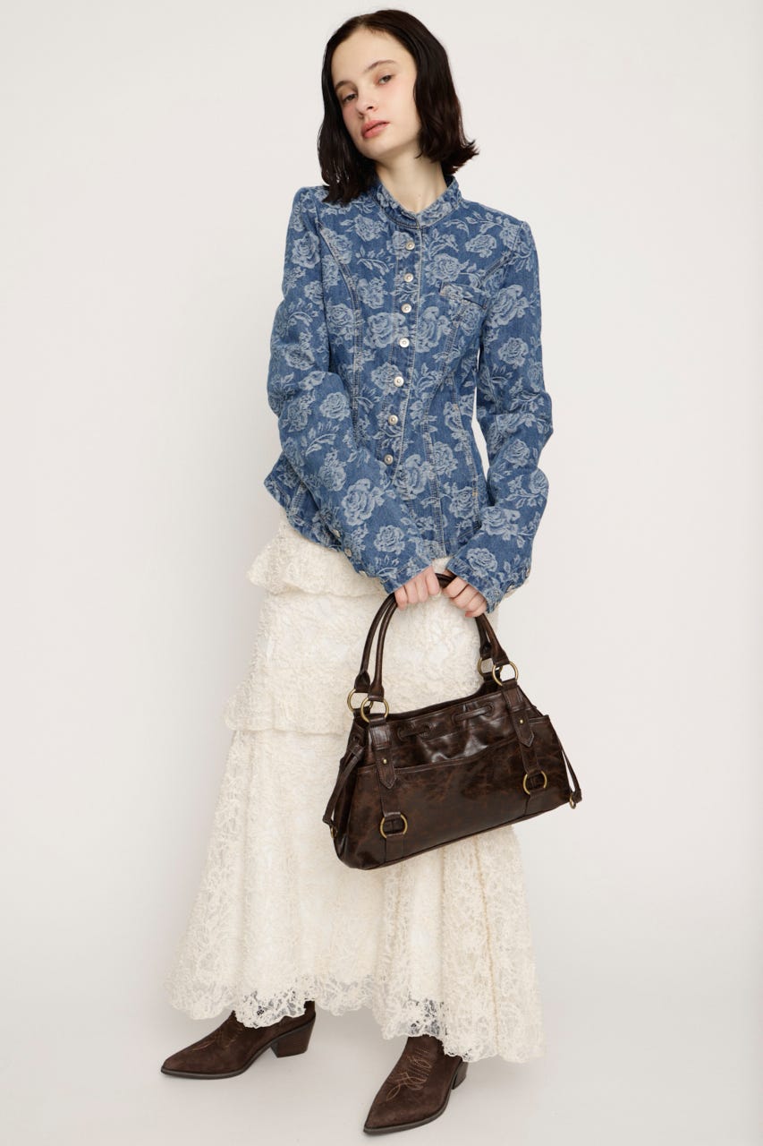 NAPOLEON STUDDED ROSE DENIM ジャケット M/BLU FREE