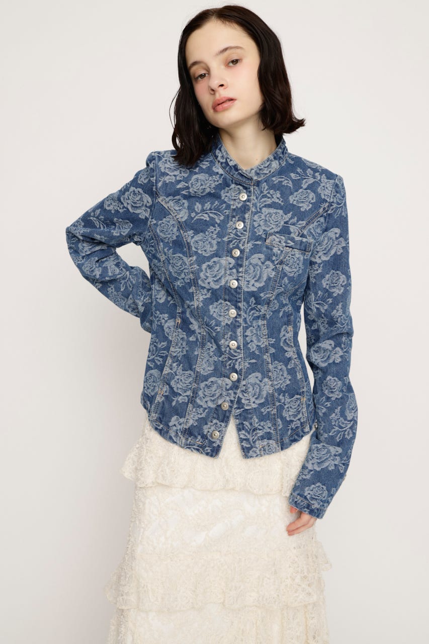 NAPOLEON STUDDED ROSE DENIM ジャケット M/BLU FREE