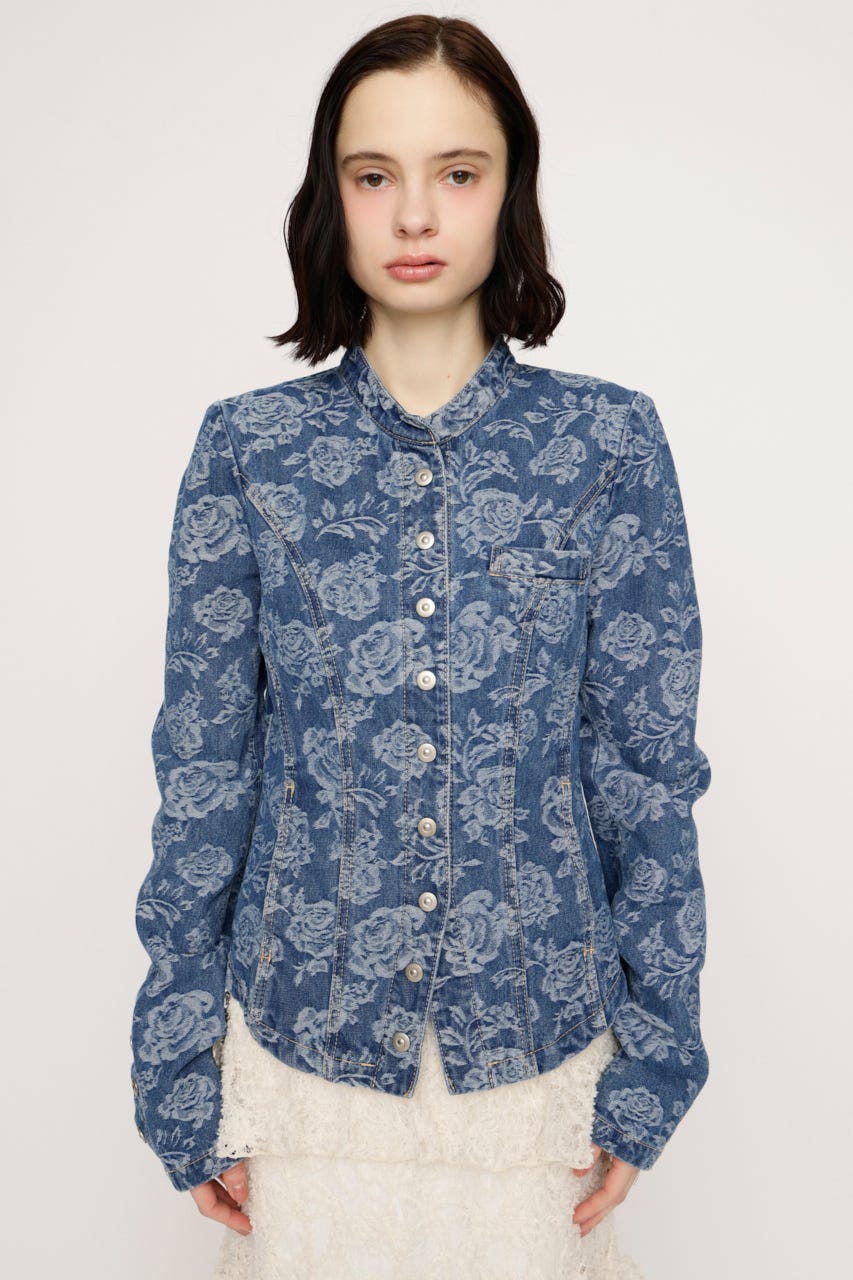 NAPOLEON STUDDED ROSE DENIM ジャケット M/BLU FREE