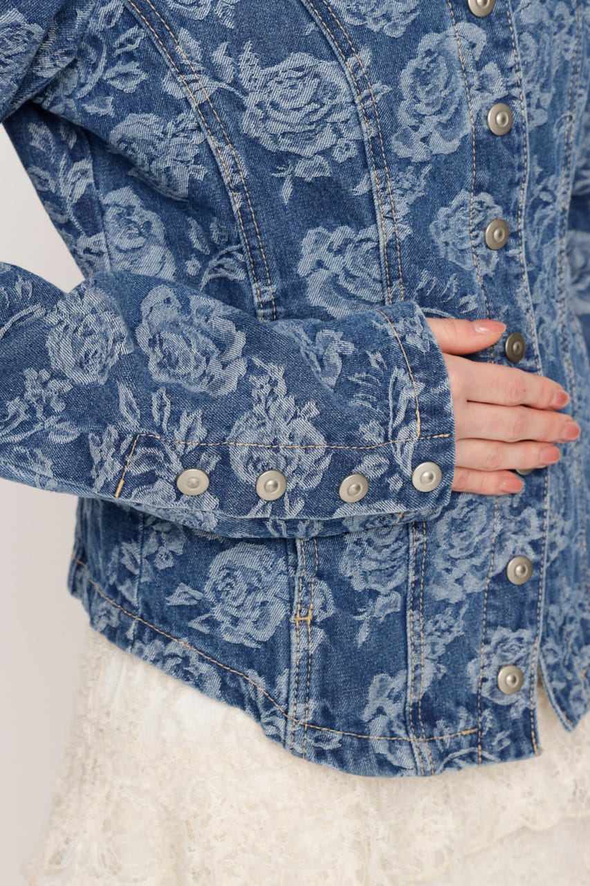NAPOLEON STUDDED ROSE DENIM ジャケット M/BLU FREE