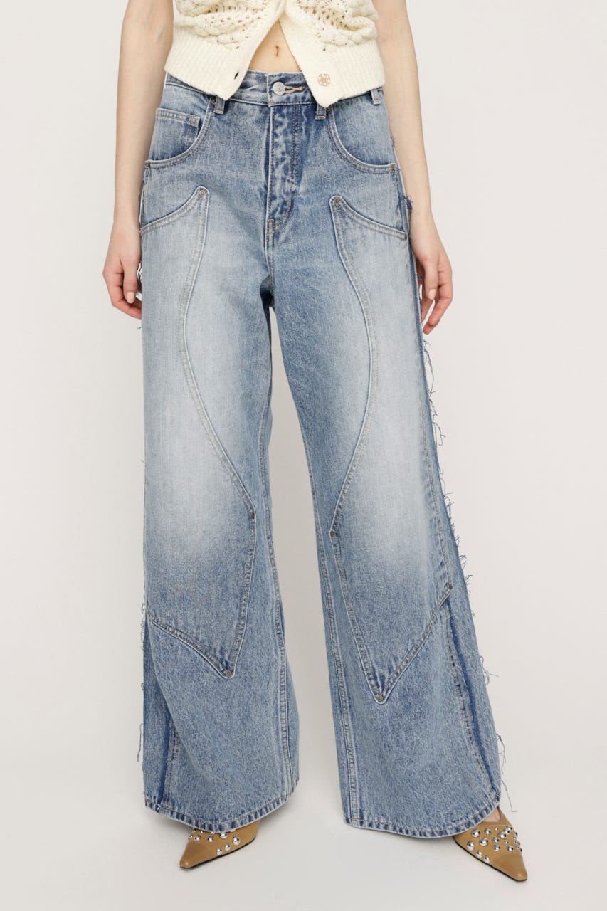 L／W PATCHED PANEL FLARE DENIM L/BLU 1