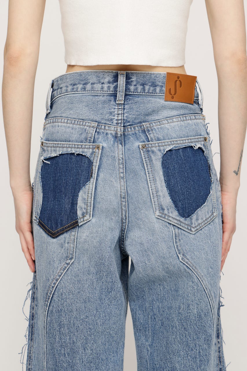 L／W PATCHED PANEL FLARE DENIM L/BLU 1
