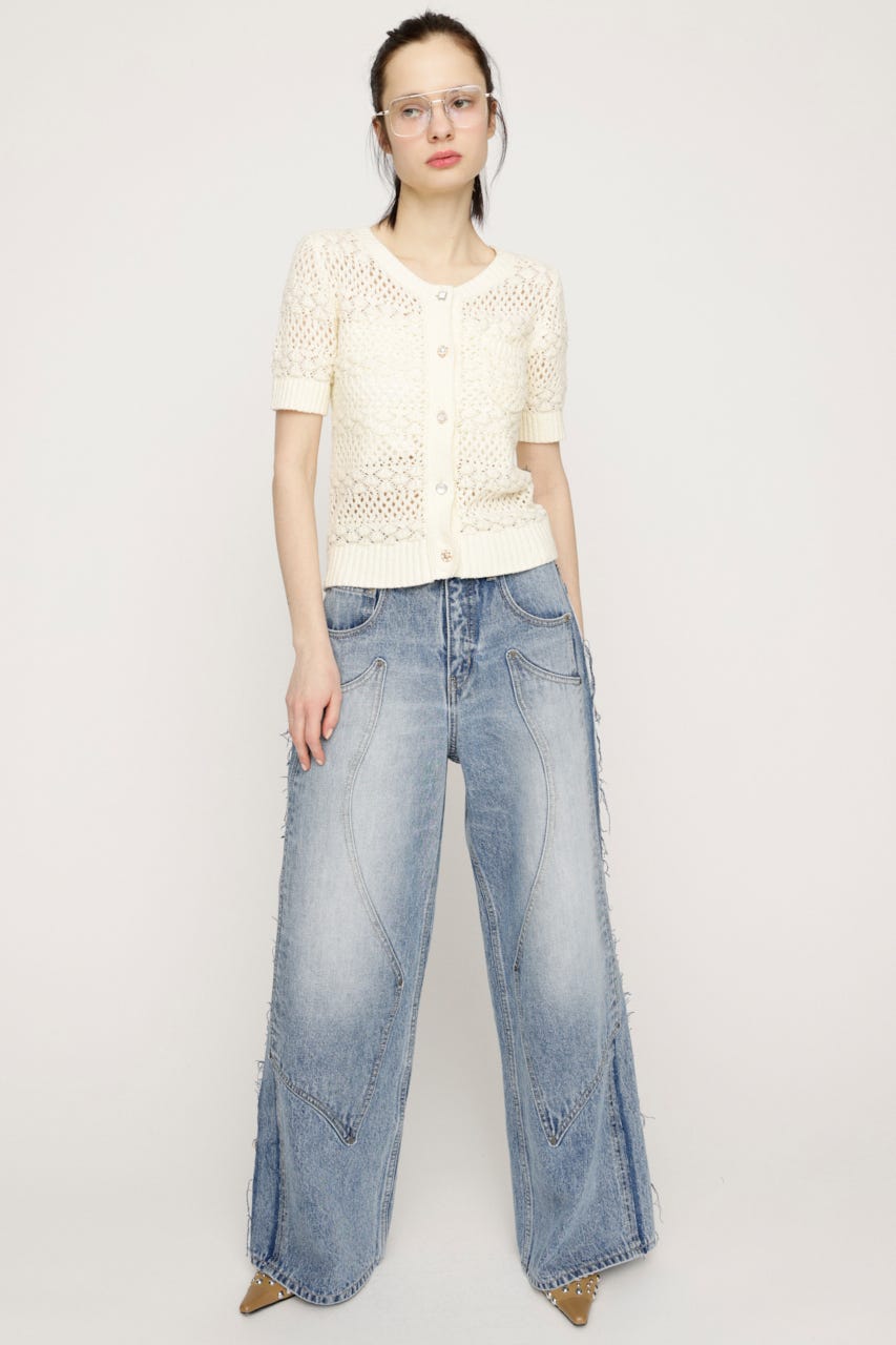 L／W PATCHED PANEL FLARE DENIM L/BLU 1