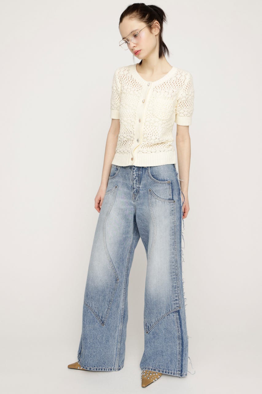L／W PATCHED PANEL FLARE DENIM L/BLU 1