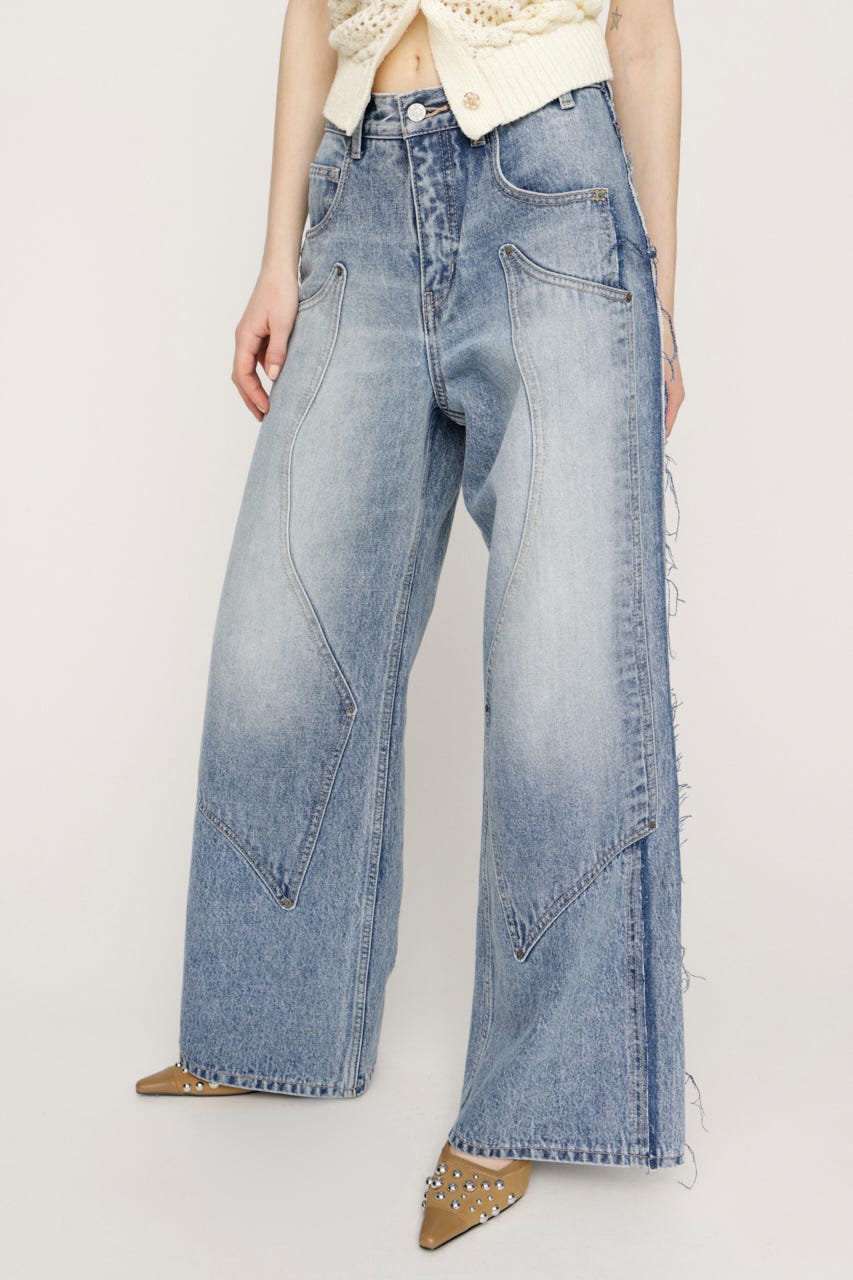 L／W PATCHED PANEL FLARE DENIM L/BLU 1