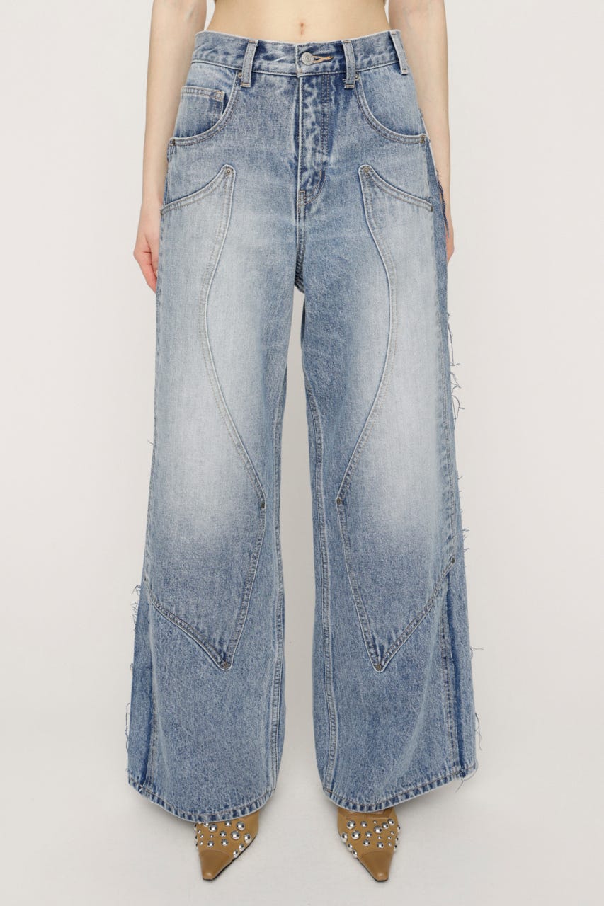 L／W PATCHED PANEL FLARE DENIM L/BLU 1