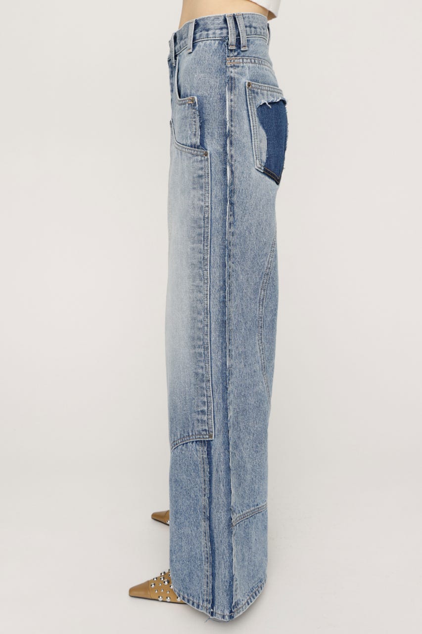 L／W PATCHED PANEL FLARE DENIM L/BLU 1