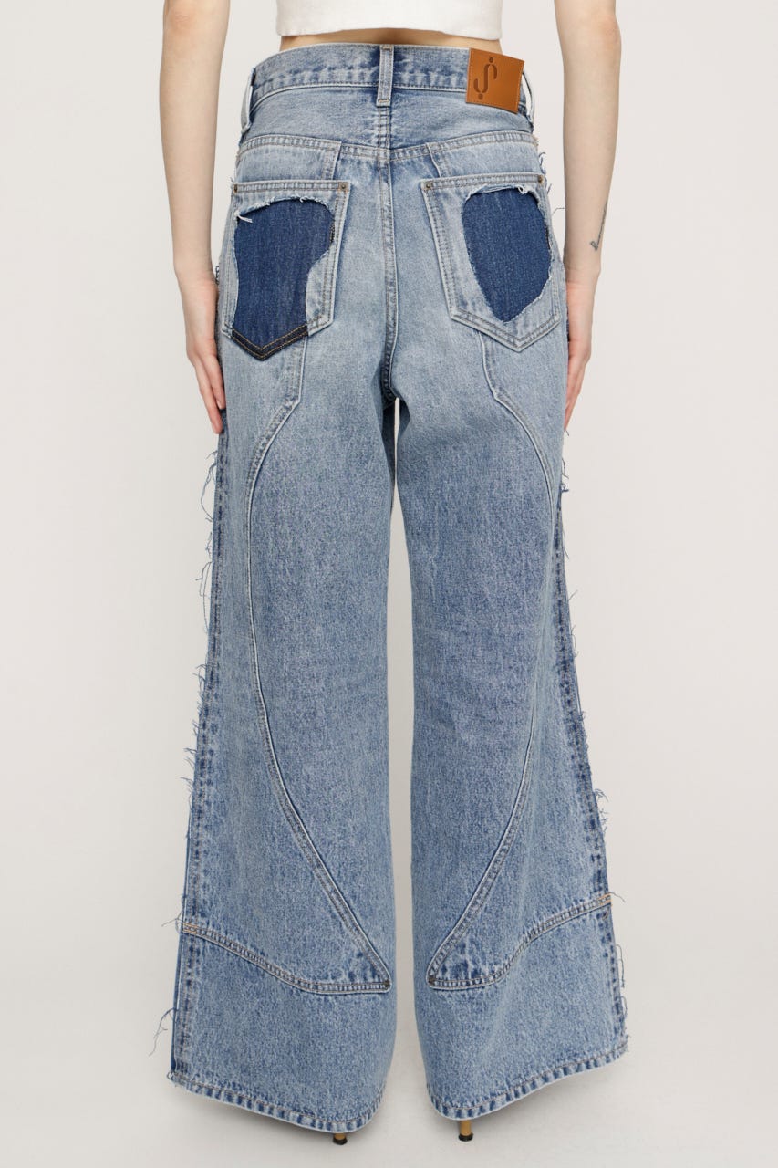 L／W PATCHED PANEL FLARE DENIM L/BLU 1