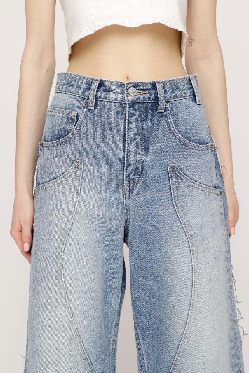 L／W PATCHED PANEL FLARE DENIM L/BLU 1