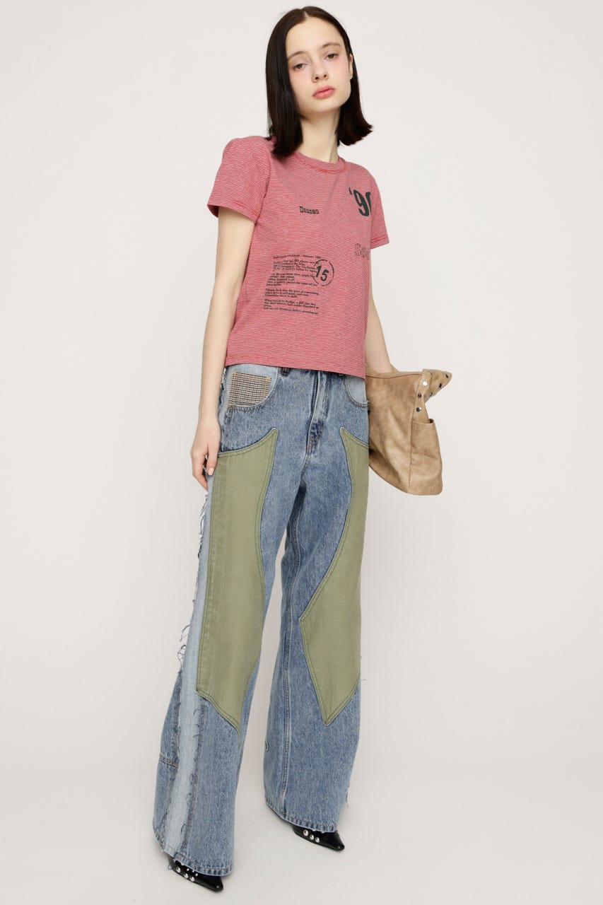 L／W PATCHED PANEL FLARE DENIM M/BLU 1