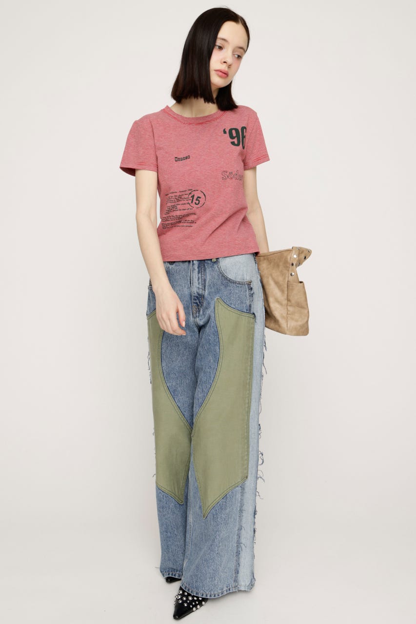 L／W PATCHED PANEL FLARE DENIM M/BLU 1