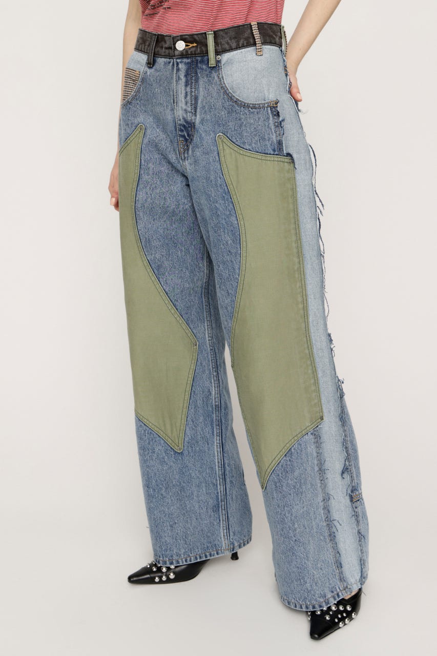 L／W PATCHED PANEL FLARE DENIM M/BLU 1