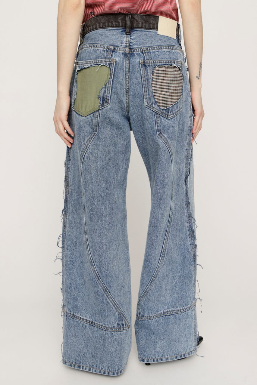 L／W PATCHED PANEL FLARE DENIM M/BLU 1