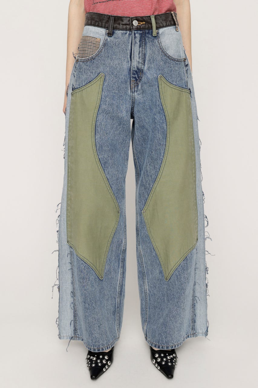 L／W PATCHED PANEL FLARE DENIM M/BLU 1