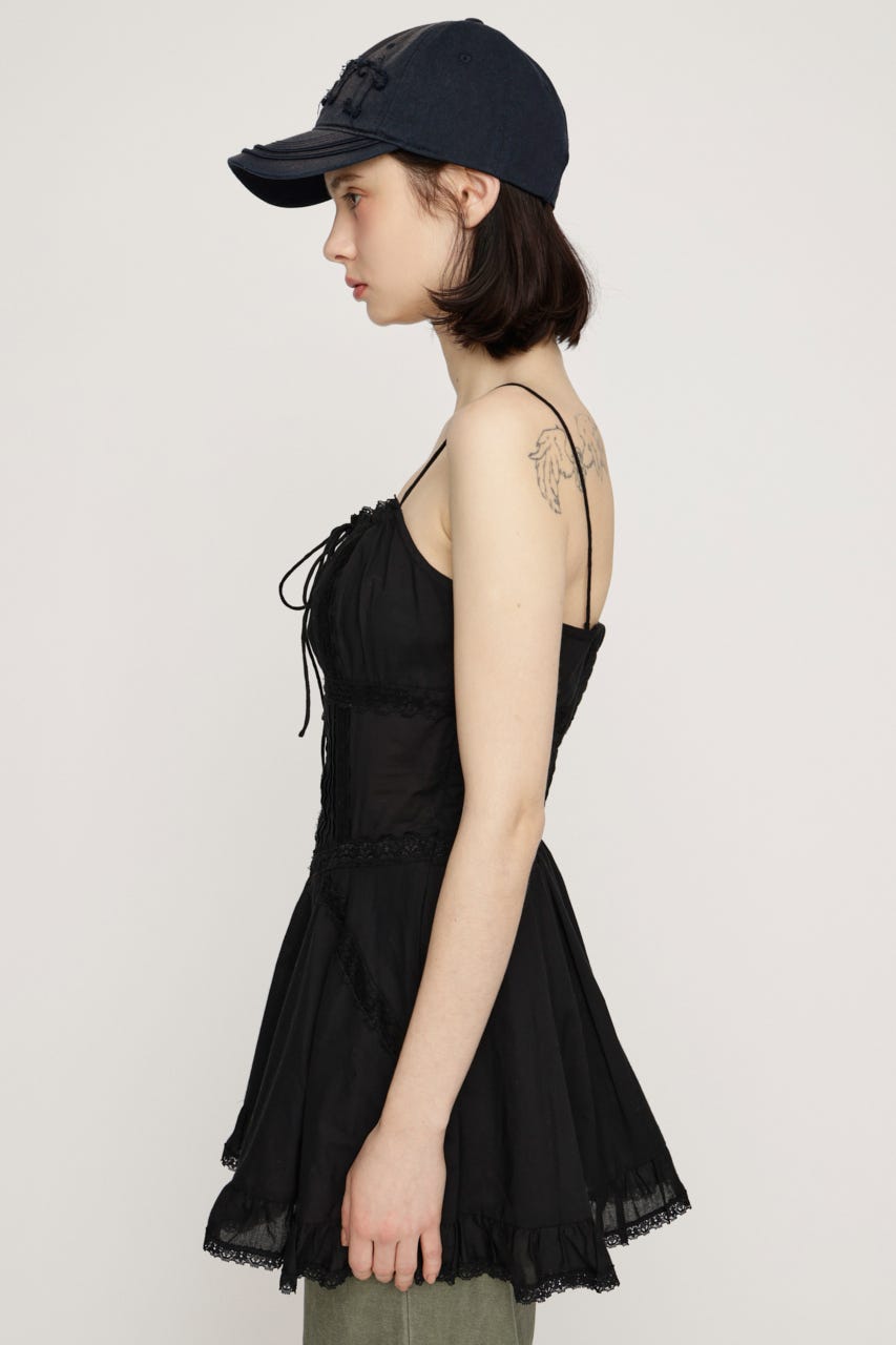 COTTON FRILL CAMI トップス BLK FREE