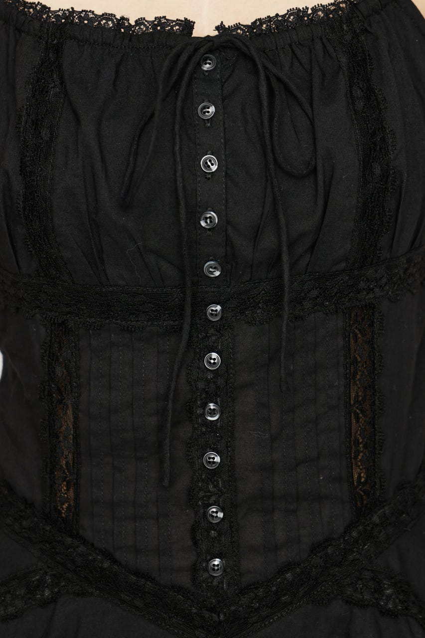 COTTON FRILL CAMI トップス BLK FREE