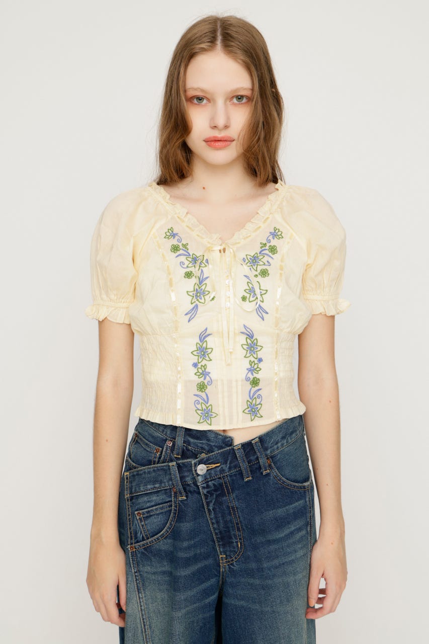 BLOOMING EMBROIDERY ブラウス L/YEL FREE