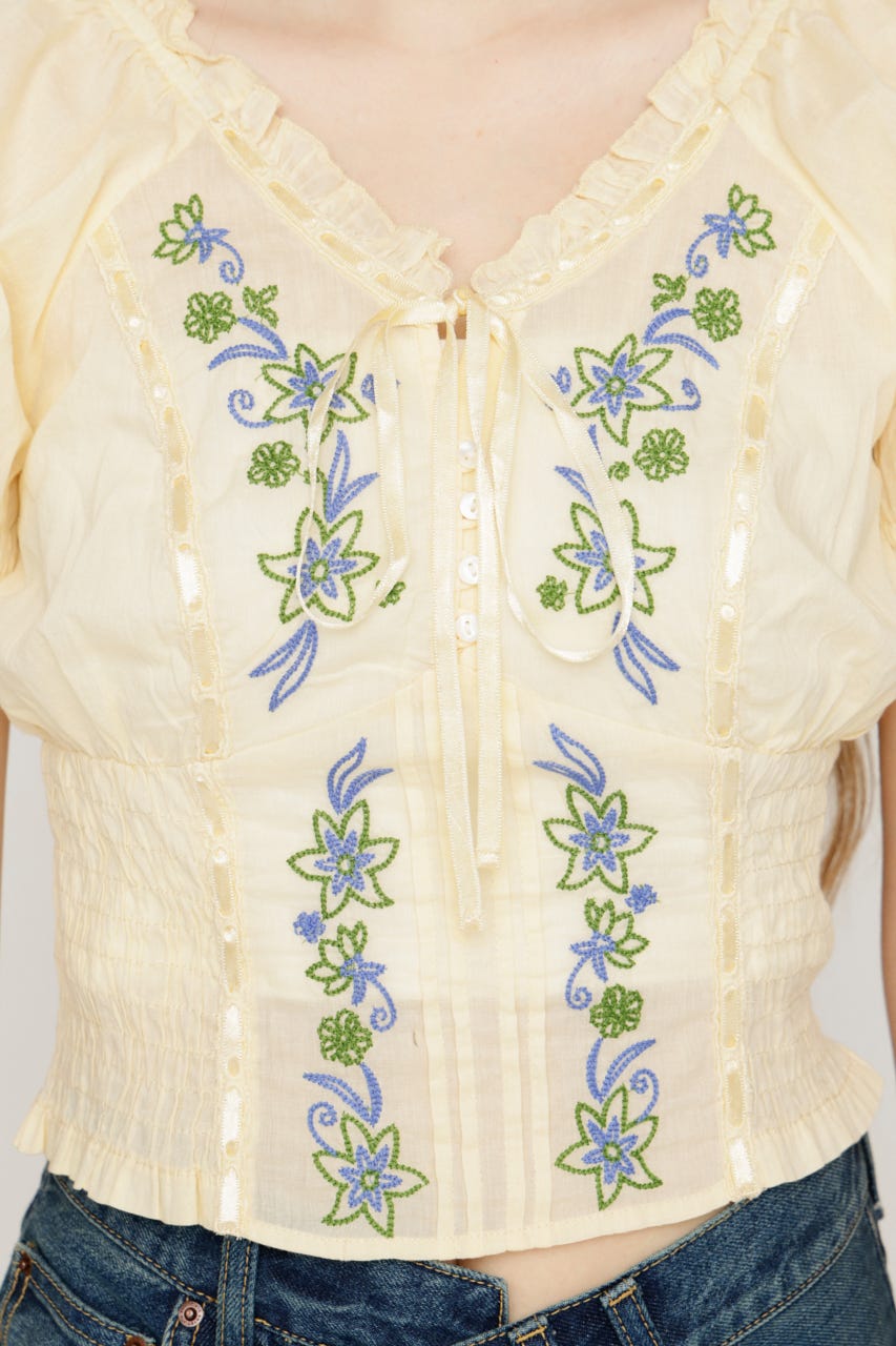 BLOOMING EMBROIDERY ブラウス L/YEL FREE