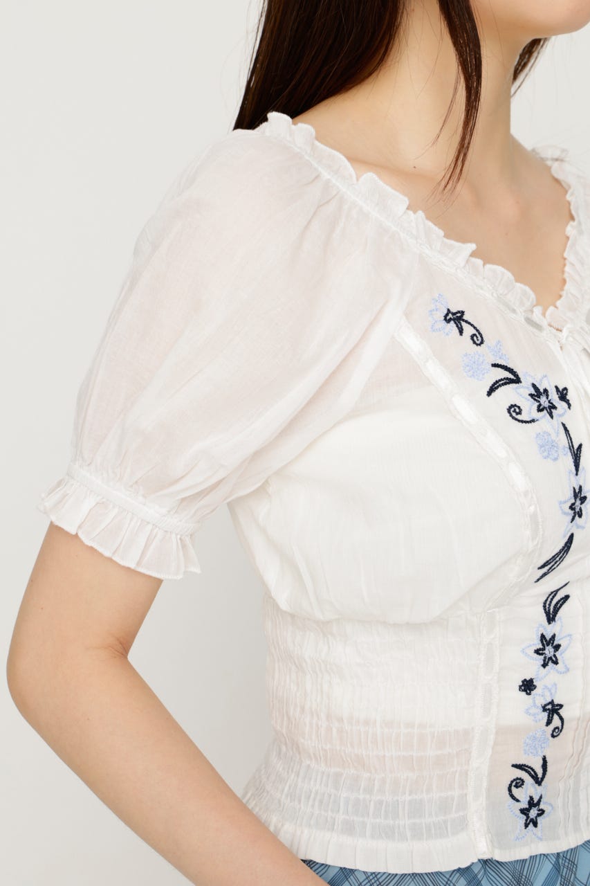 BLOOMING EMBROIDERY ブラウス WHT FREE