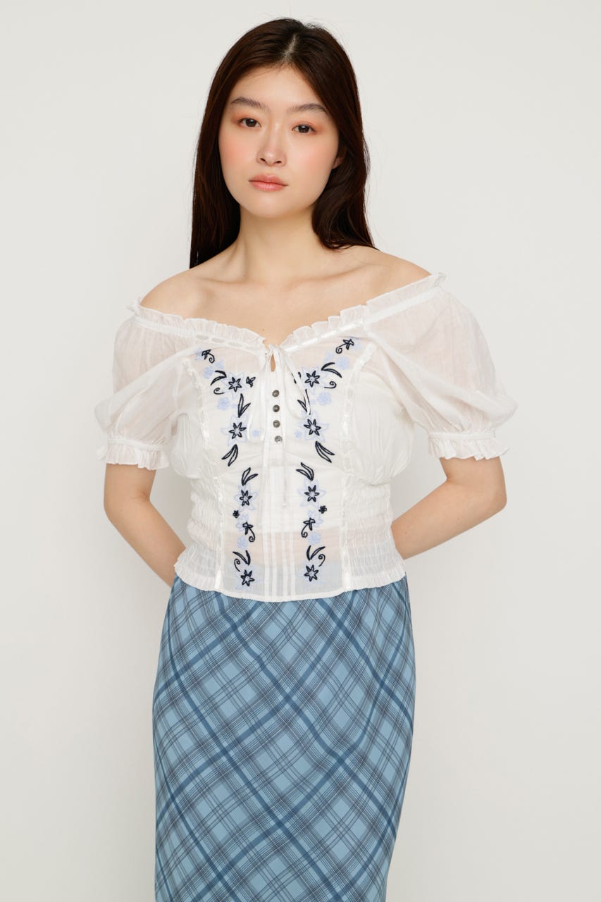 BLOOMING EMBROIDERY ブラウス WHT FREE