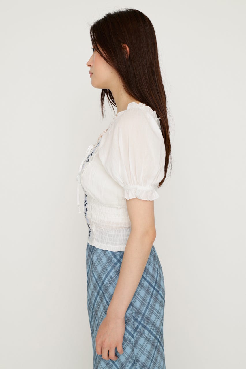 BLOOMING EMBROIDERY ブラウス WHT FREE