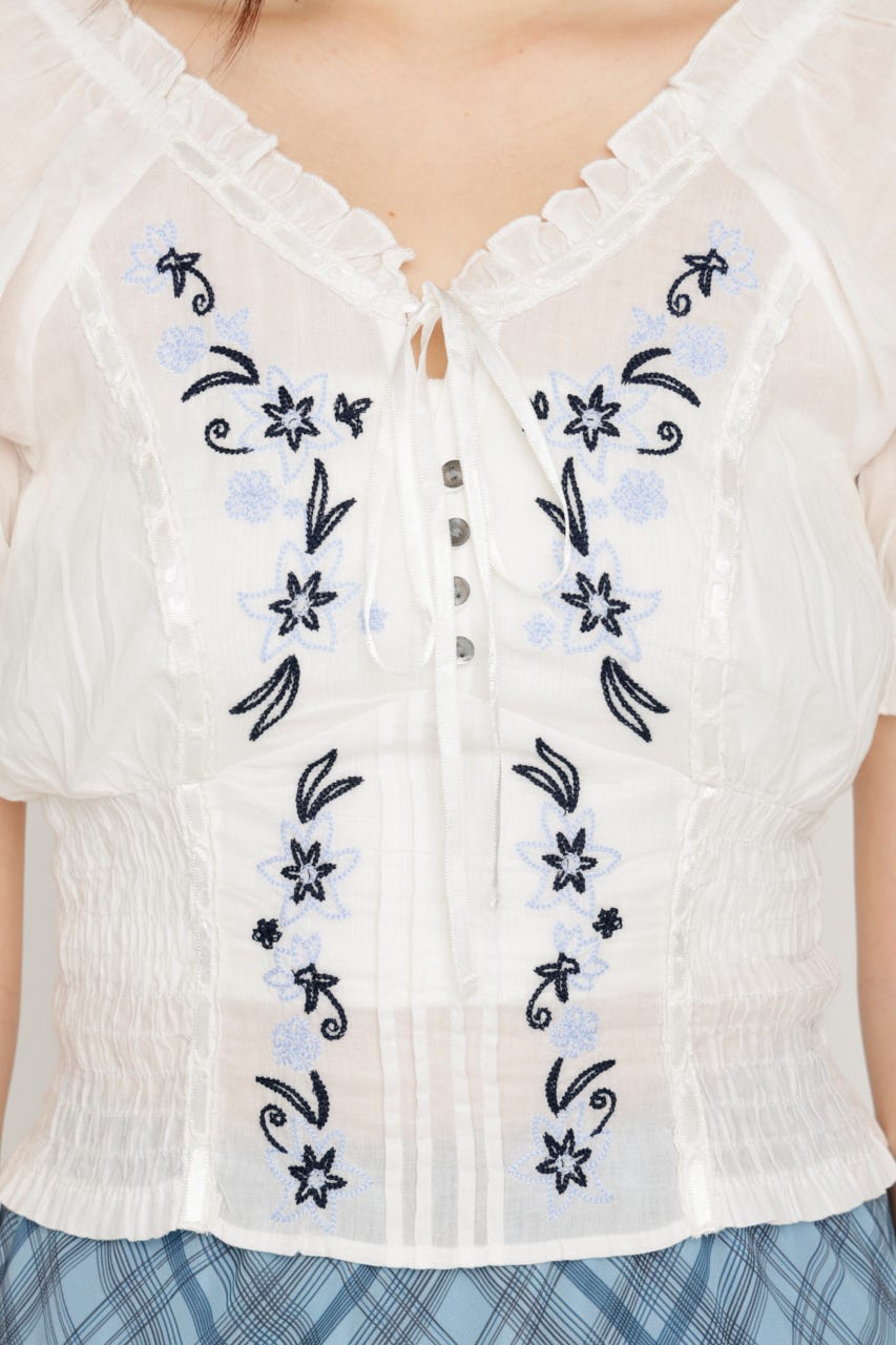 BLOOMING EMBROIDERY ブラウス WHT FREE