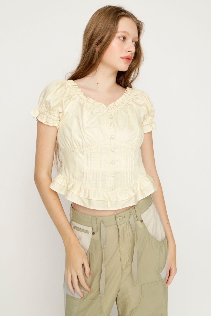 PUFF SLEEVES WOVEN トップス IVOY FREE