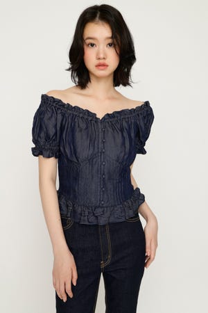 PUFF SLEEVES WOVEN トップス