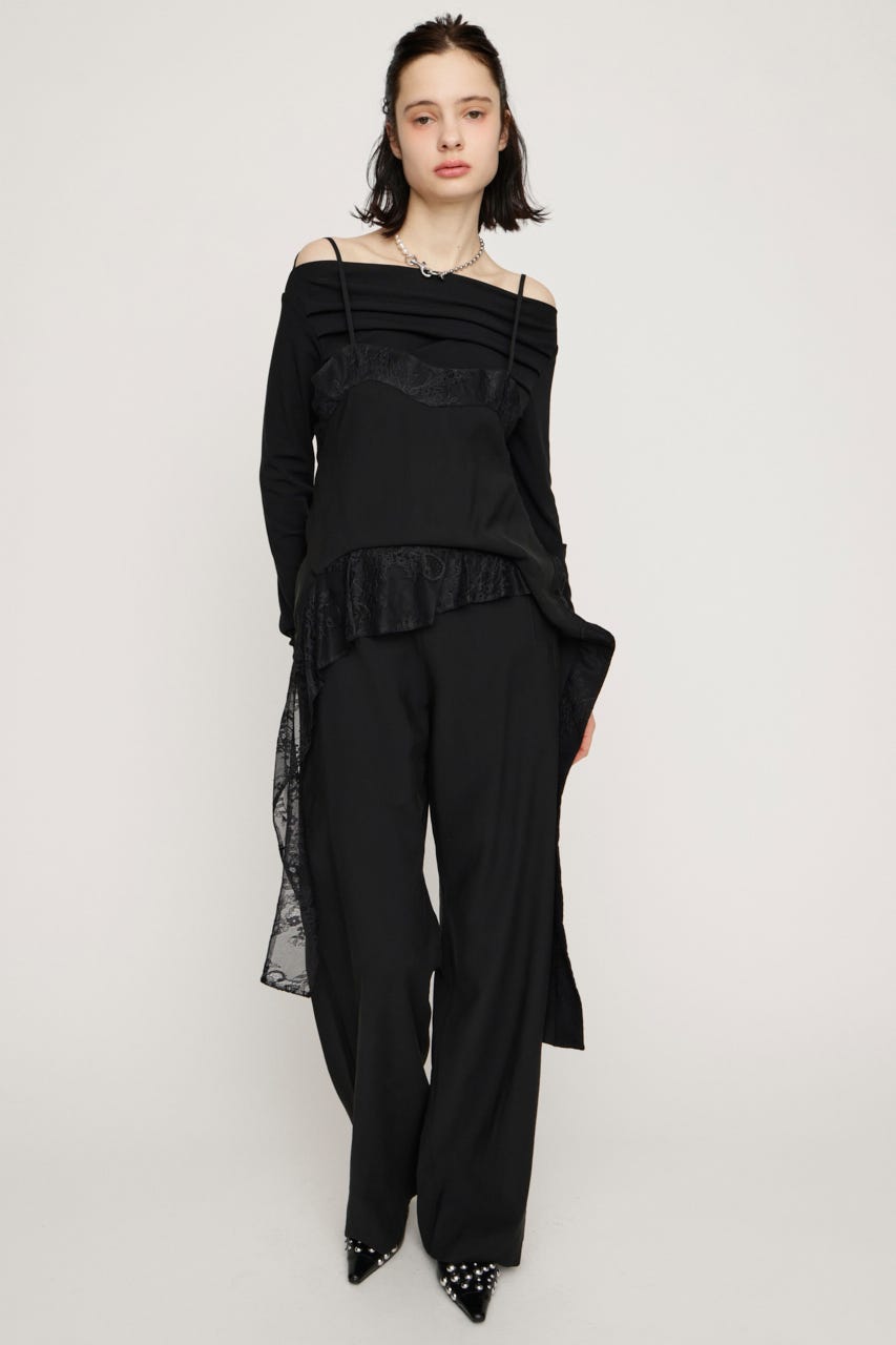 CAMI LAYERED DRAPE パンツ BLK 2