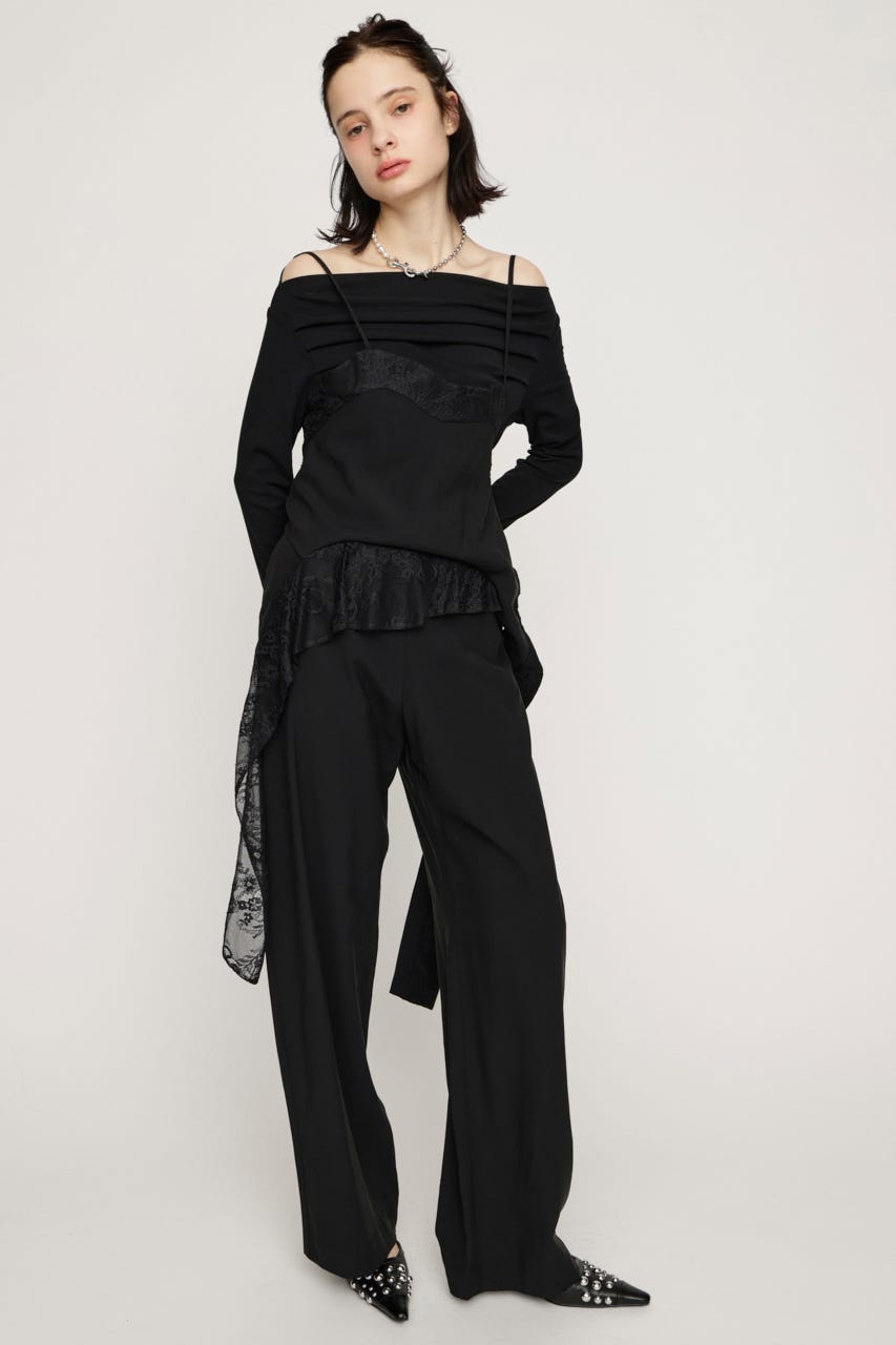 CAMI LAYERED DRAPE パンツ BLK 2