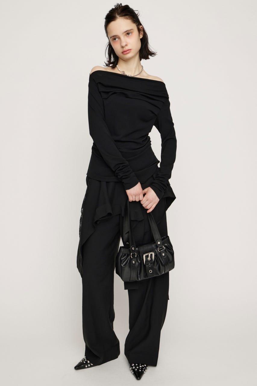 CAMI LAYERED DRAPE パンツ BLK 2