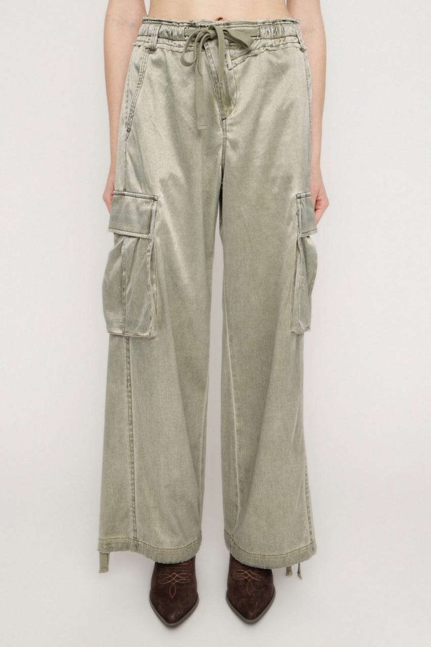 WASHED SATIN CARGO パンツ KHA 2