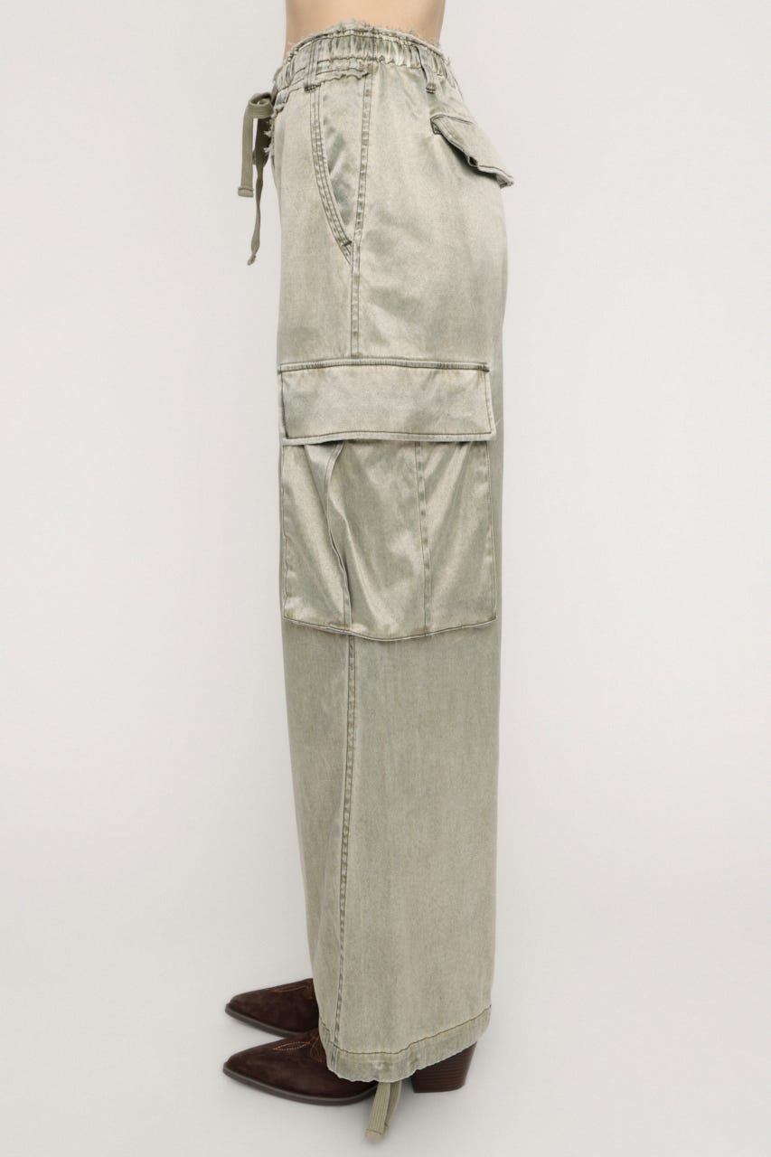 WASHED SATIN CARGO パンツ KHA 2