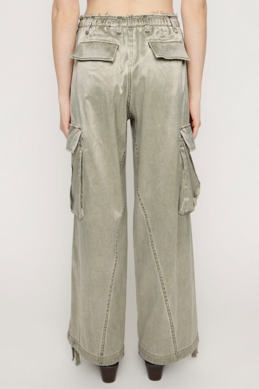 WASHED SATIN CARGO パンツ KHA 2