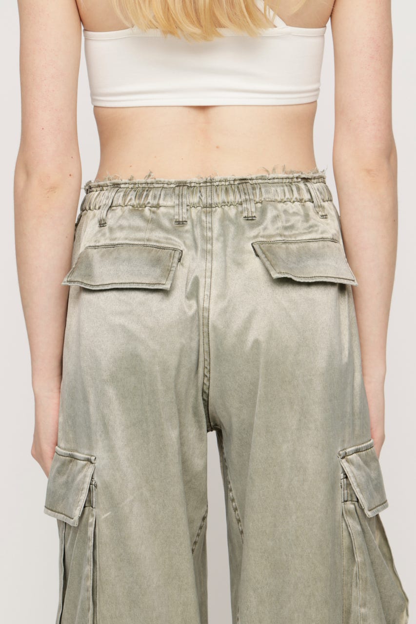 WASHED SATIN CARGO パンツ KHA 2