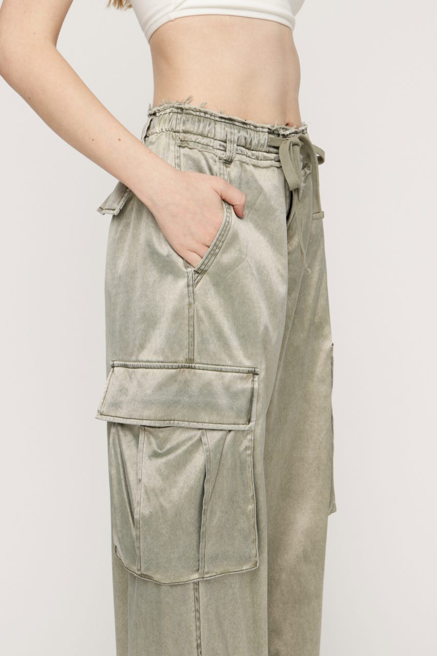 WASHED SATIN CARGO パンツ KHA 2