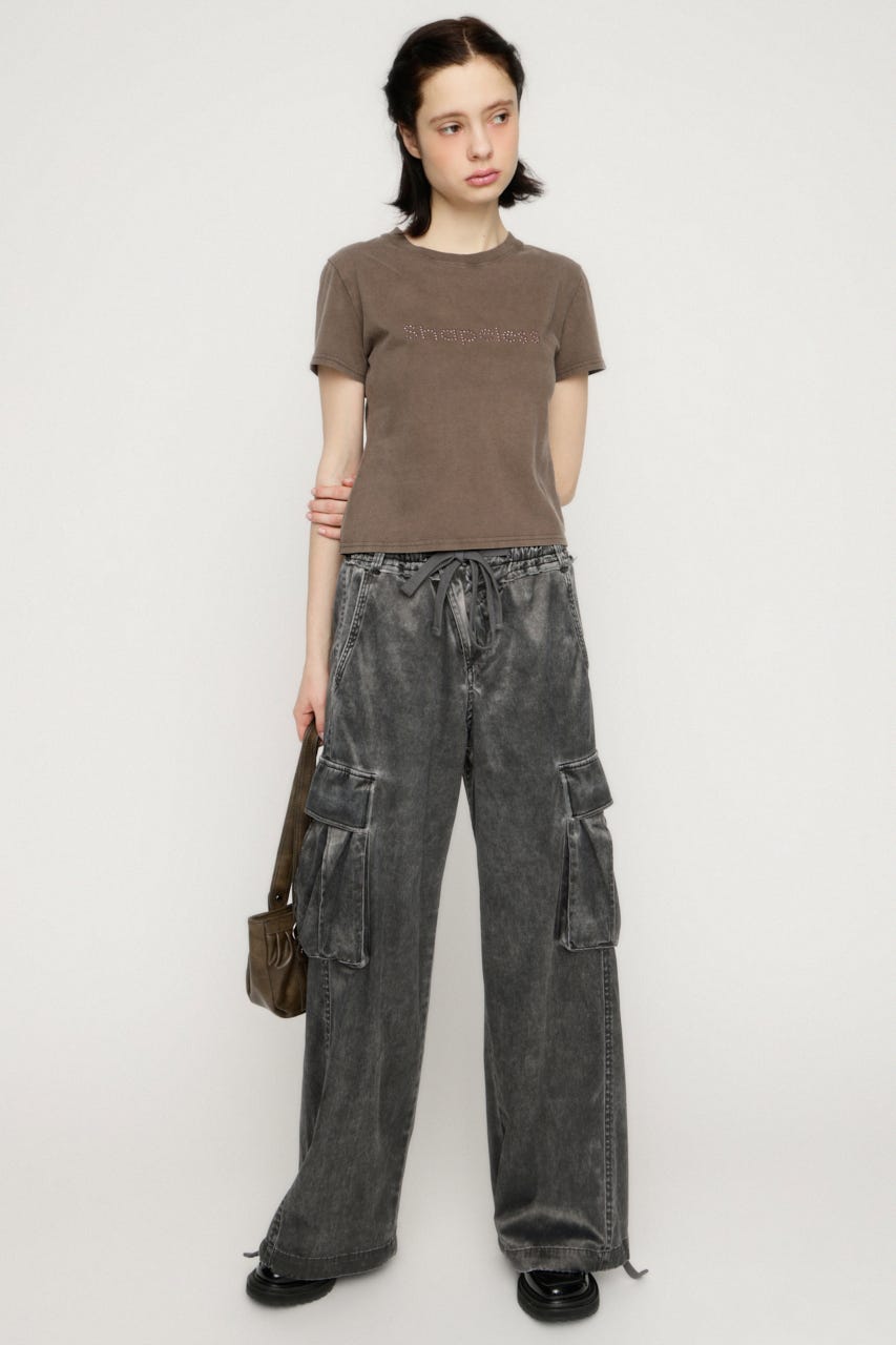 WASHED SATIN CARGO パンツ L/BLK 1